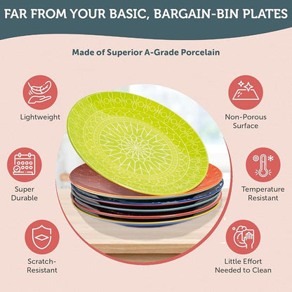 Salad Plates - Small Plate for Serving Appetizer, Sandwich - Microwavable -