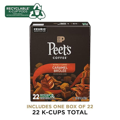 Peet's Coffee, Flavored Light Roast Keurig K-Cup Pods - Caramel Brulee 22 Count (1 Box of 22 Pods)