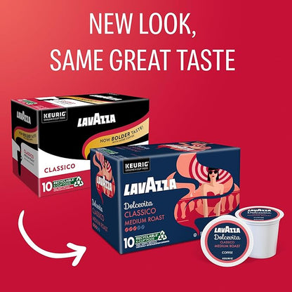 Lavazza Dolcevita Classico, Single-Serve Keurig K-Cup Pods, Medium Roast Coffee, 60-Count Box (6 Packs of 10)
