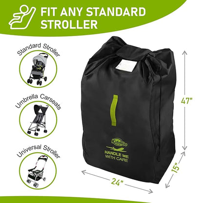 Travel Stroller Bag for Airplane, Black and Green, 47" H x 24" W x 15" D, Fits Most Large, Single, Double, Jogging Strollers,Waterproof, Heavy-Duty Protection, Easy-to-Carry Design