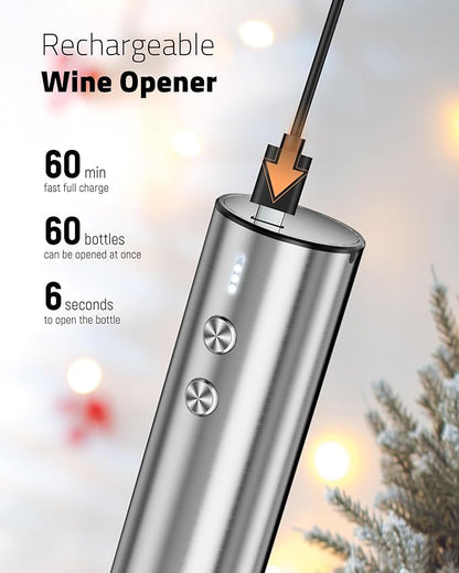 Electric Wine Opener Set - Premium Wine Gifts with Wine Opener, Foil Cutter, Wine Aerator, Vacuum Stopper, and Elegant Gift Box - Ideal Gift for Mother’s Day Father’s Day Birthday Anniversary