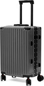 UrbanExporer 20 Inch Carry On Luggage Aluminum Frame Airline Approved, Zipperless Luggage Carry On TSA Approved ABS+PC Hard Shell Suitcases, Lightweight Carry-On Suitcase with Cup Holder, Metal-Gray