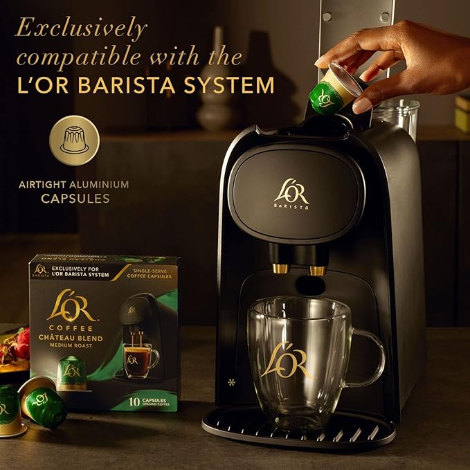 L'OR Coffee Pods, 10 Count Chateau Medium Roast Blend, Single-Serve Aluminum Coffee Capsules Compatible with the L'OR BARISTA System & *Nespresso Original Machines, 10 count (Pack of 1)