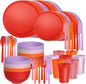 40 Piece RV & Camping Dinnerware Set, Elegant Ceramic-Look Large Bowls & Plates, Unbreakable & 100% Microwave Safe, Melamine Alternative Service for 8, Boho