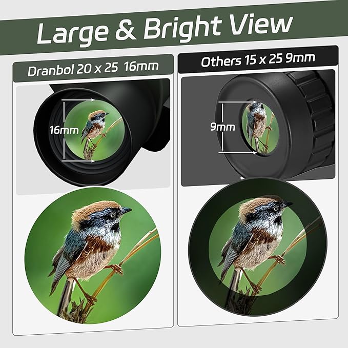 20X25 Small Binoculars for Adults and Kids, Large Eyepiece Binoculars for Bird Watching Easy Focus, Pocket High Powered Opera Glasses for Concert, Cruise Ship, Travel Must Have