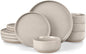 LIANYU Plates and Bowls Dish Sets for 4, 12PCS Stoneware Dinnerware Set, Speckled Dishware Includes Dinner Salad Plates, Cereal Bowls, Scratch Resistant, Milky Brown