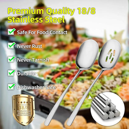 SOLEADER Extra Large Serving Spoons Set of 12,Foodgrade 18/8 12 Inch Stainless Steel Serving Spoon,Buffet Serving Utensils,Spoons Silverware,Cooking Spoon,Pasta Spoon,Mixing Spoon