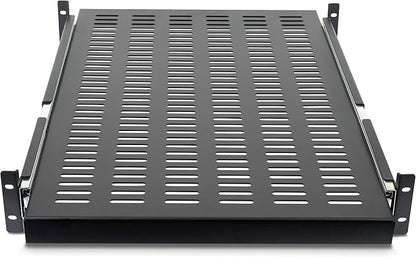 StarTech.com 2U Sliding Server Rack Mount Shelf - 20 to 30in Adjustable Mounting Depth - Vented - 50lb - Heavy Duty Universal 19” Rack Shelf for Equipment Rack - 24in Deep (UNISLDSHF19)