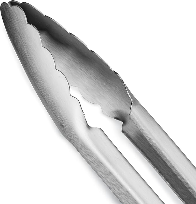 304 Stainless Steel Kitchen Cooking Tongs, 14" and 16" Set of 2 Sturdy Grilling Barbeque Brushed Locking Food Tongs with Ergonomic Grip, Green