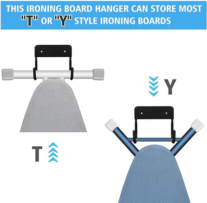 Ironing Board Hanger Wall Mount, Ironing Board Holder Iron Board Organizer Wall Rack, Black Iron Board Hanger Holder for Laundry(Black)