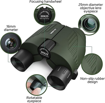 20X25 Small Binoculars for Adults and Kids, Large Eyepiece Binoculars for Bird Watching Easy Focus, Pocket High Powered Opera Glasses for Concert, Cruise Ship, Travel Must Have