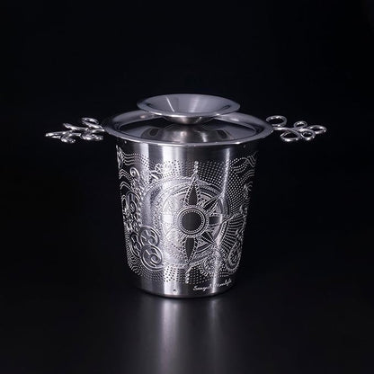 Luxury Tea Strainer Set - Stainless Steel Infuser with Diamond Patterns, Crystal Accent Chain, Fine Mesh Filter & Ergonomic Handle for Loose Leaf Tea