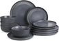 Famiware Ceramic Plates and Bowls Sets, Reactive Glaze Ribbed Dishes