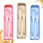 Reusable Travel Utensils Set with Case, 3 Sets Wheat Straw Portable Knife Fork Spoons Cutlery, Eco-Friendly BPA Free Plastic Tableware for Kids Adults Travel Picnic Camping Utensils