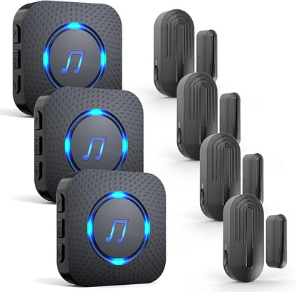 SanJie Door Chime, Wireless Door Chimes When Door Open Entry for Business/Home/Office/Store (500ft Range 26 Chimes Adjustable Volume)