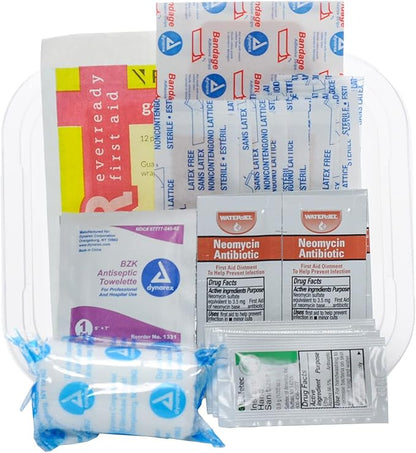 MFASCO Personal Cuts & Scrapes -First Aid Kit Disposable - Mini Travel Size - Compact Medical Kit for Car, Hiking, Camping - Portable, Refillable - Ideal for Parents, Teachers, On-The-Go Use
