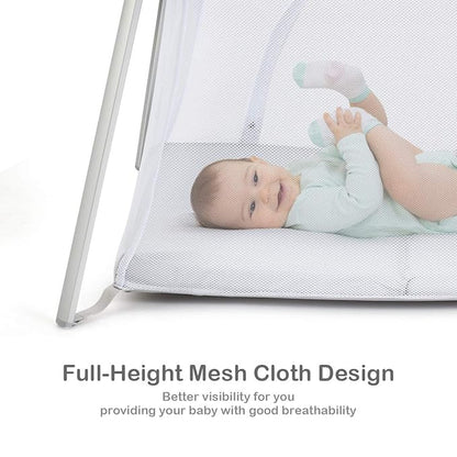 BABY JOY 2 in 1 Travel Crib with Side Zipper, Portable Baby Playard with Soft Washable Mattress, Installation-Free Home Playard with Carry Bag for Airplane, Lightweight Playpen for Infants &Toddlers