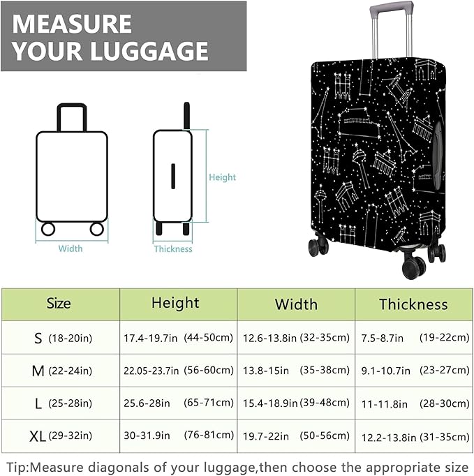 Travel Luggage Cover Suitcase Protector Fits 18-32 Inch Wheel Covers PatternedTravel Related Items Flower Luggage Protector Elastic M