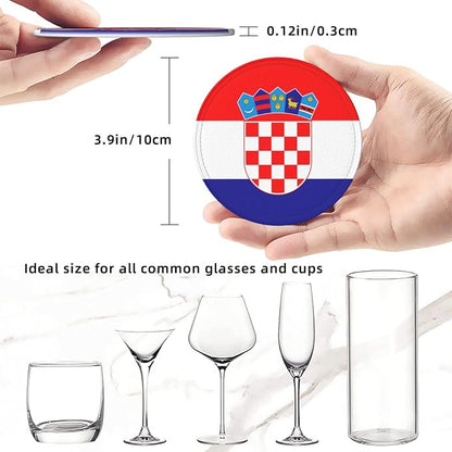 6 Pack Croatian Flag Leather Coaster