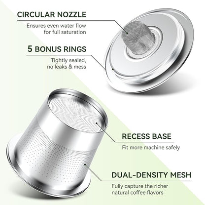 CAPMESSO Reusable K Cups Coffee Pods for Keurig 1.0: Stainless Steel Refillable K Cup - Reusable Coffee Filter for Keurig 1.0 Coffee Maker, Permanent, Eco-Friendly, Innovative Design (6 Pack)