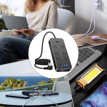 Socket Strips, Compact Design, Black, Surge Protector Outlet, MUL-ti Socket Plug, Easy Installation, for Home Bedroom Kitchen Living Room Dorm Refrigerator