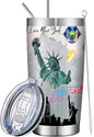 20oz Insulated Tumbler New York State Coffee Mug, United States Map Travel Mug Landmark, Birthday Gifts Cute Custom Tumbler Cups with Lid and Straw Gifts for Mom