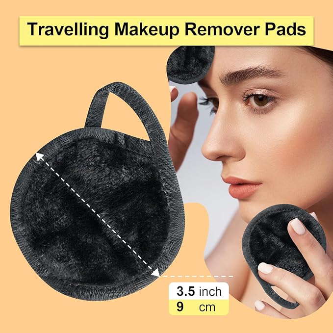 Nugilla 18 Packs Reusable Makeup Remover Pads with a Washable Laundry Bag, Resuable Microfiber Round Towel Skin Face Towels, Soft Makeup Remover Cloth, Fast Drying Washcloth (Grey)