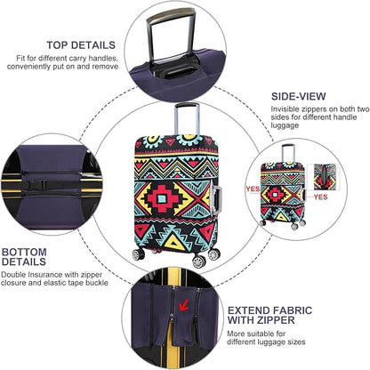 7-Mi Travel Luggage Cover Elastic Sleeve 22"-24" Anti-Scratch Suitcase Protector Cover Size M, Bohemia