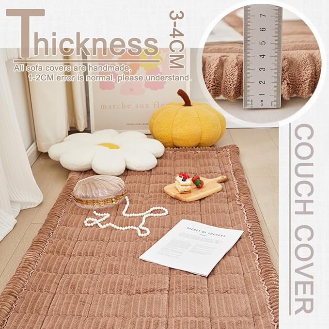 Couch Cover for Dogs Washable, Fuzzy Pet Couch Covers for 3 Cushion Sofa Pet Friendly, Non Slip Sofa Cover (Dark Brown, 27.6" x 59"/70 x 150cm)