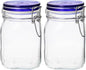 Bormioli Rocco Fido Collection, 2 Pack, 33¾ Oz. Food Storage Glass Jars, Airtight Rubber Seal & Glass Lid, With Stainless Wire Clamp, Made In Italy.