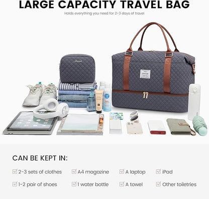 LOVEVOOK Travel Duffle Bag,Weekender Bags for Women with Shoe Compartment，Carry on Overnight Bag with Toiletry Bag,Gym Duffel Bag with Wet Pocket, Hospital Bags for Labor and Delivery