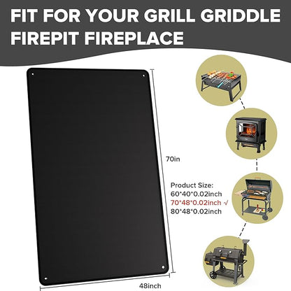 Large 80 x 48 Inch Under Grill Mats for Outdoor Grill, Double-Sided Fireproof Grill Pad, Waterproof, Oil-Proof, Indoor Fireplace/Fire Pit Mat, Easy-Clean BBQ/Grill Floor Mat for Deck & Lawn
