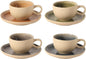 Gibson Elite Manila Bay 8-Piece Stoneware 5 oz Cup and Saucer Set, Reactive