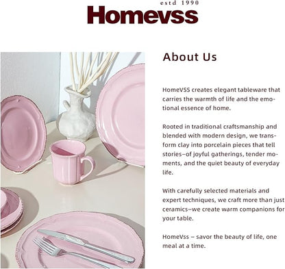 20pc Dinnerware Set, Plate and Bowl Set, Stoneware Dishes Set for 4, Microwave and Dishwahser Safe, Scratch Resistant, French Countryside Speckled Antique Pink