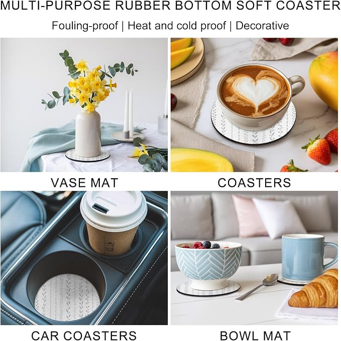Modern Minimalist Coasters Set of 6, Absorbent Coasters