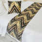 The HomeCentric King/Queen/Twin Beige Decorative CA King 86"x18" Bed Runner Without Pillow Cover, Abstract, Chevron, Quilted Bed Scarf on Suede Velvet Fabric - Paramount