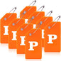 8 Pcs Luggage Tags for Suitcases, 26 Initial Letter Travel Luggage Baggage Identification Labels ID Tags Fully Bendable Tags with Stainless Steel Loop (Letter P, Orange)