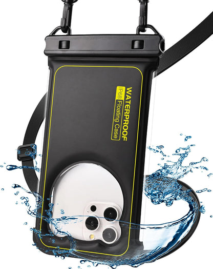 Waterproof Phone Pouch Floating- [3D Clear Soft Edges ] IP68 Waterproof Phone Case - iPhone 16/15/14/13 Pro Max Samsung 24/23/22 Ultra Google Up 7.5" - Detachable Lanyard - Front Clear + Back Bear