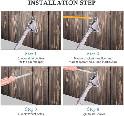 Door Stopper, Kick Down Door Stops for Heavy Doors, with Rubber Tip and Spring Lever, Adjustable, Easy to Set Down and Release, 4-Inch, for Wide Doors (4inch x 2pack, Dark Grey)