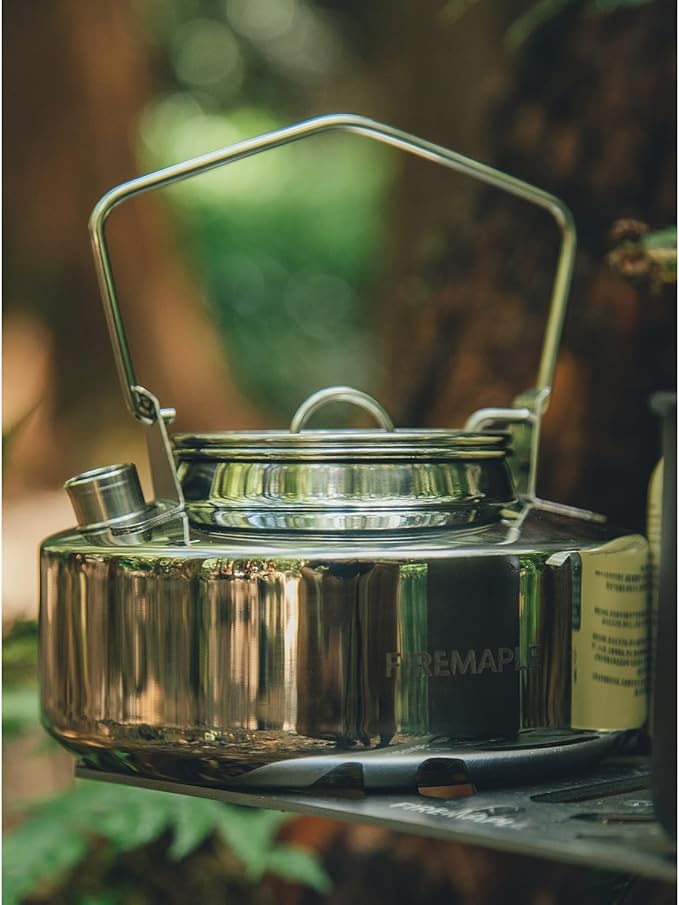 Fire-Maple Antarcti Portable 0.6 Liter Lightweight Stainless Steel Camping Kettle | Durable and Portable Camp Tea Pot | Ideal for Bushcraft and Outdoor Campfire Use