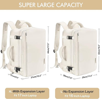 Beraliy Travel Backpack Airline Approved, Carry on Backpack, 16 Laptop Backpack, Waterproof Weekender Bag, Casual Daypack, Hiking Backpack, Beige