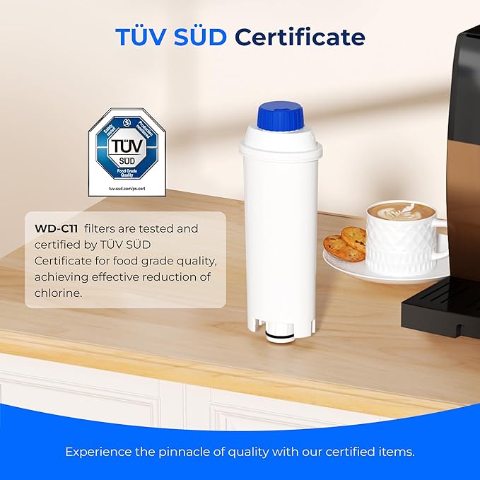 Waterdrop Coffee Water Filter, Replacement for De'Longhi® Filter, DLS C002 De'Longhi® Water Filter, ECAM/ETAM/EPAM Series, EC680/5, TÜV SÜD Certified (2 Packs）