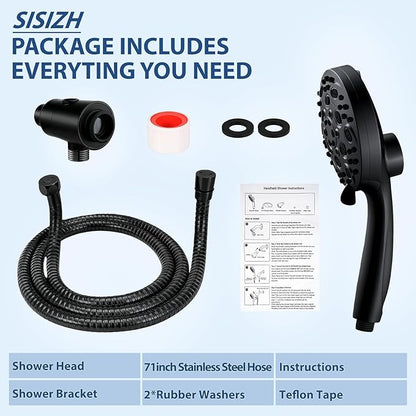 Filtered Handheld Shower Head with Chlorine Filter - 10 High Pressure Spray Modes, Magnetic Mount, 71-Inch Hose, Water Saving & Easy Install (Matte Black)