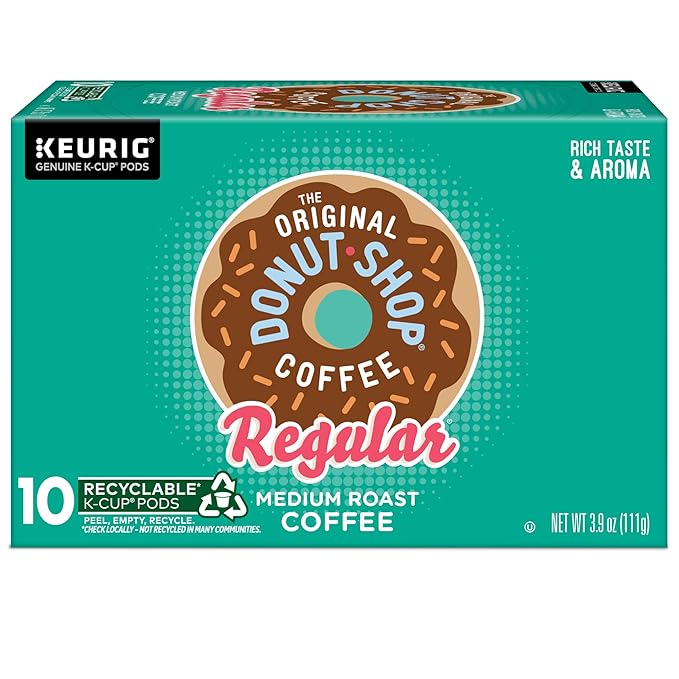 The Original Donut Shop Regular, Keurig Single Serve K-Cup Pods, Medium Roast Coffee, 60 Count, (6 Packs of 10)