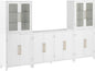 Crosley Furniture Roarke 3-Piece Modern Glass Door Sideboard Buffet Cabinet and Kitchen Storage Pantry Set, White
