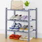 Smiry Shoe Rack, 3 Tier Thick Small Bamboo Shoe Organizer, Stackable Free Standing Wooden Shoe Storage Shelf for Closet, Entryway, Front Door Entrance, Grey