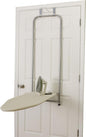 Household Essentials 144222 Over The Door Small Ironing Board with Iron Holder, Natural Cotton Cover Silver