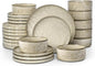 LIANYU Dinnerware Dish Set for 8, 24 Piece Stoneware Plates and Bowls, Ceramic Tableware Sets Includes Dinner Salad Plates, Cereal Bowls, Chip & Scratch Resistant, Sandy Beige