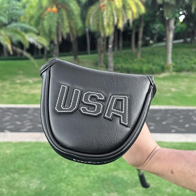 Golf Putter Cover, Putter Headcovers Golf Club Head Covers Putter Headcover for Blade Leather Golf Mallet Putter Head Covers with Magnetic for All Brands USA Style