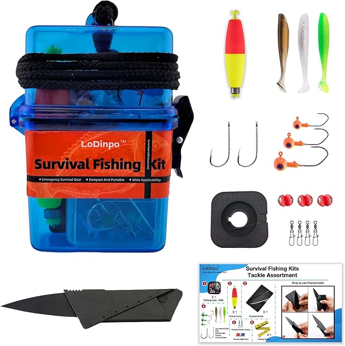 Mini Survival Fishing Kit Small Emergency Fishing Gear Box Pocket Fishing Tackle Travel Fishing Shoebox Surf Survivalist Fishing Accessories Pack Gifts for Fishing Starter Men